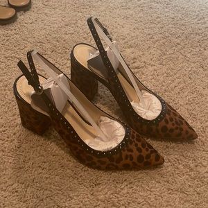 Marc fisher block heel, animal print sling backs